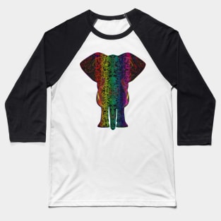 Rainbow Black Elephant on Black Baseball T-Shirt